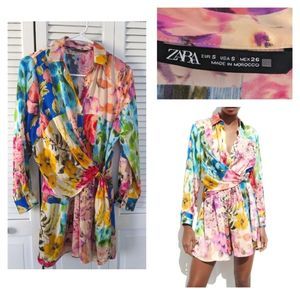 Zara Floral Multicolor Wrap Jumpsuit